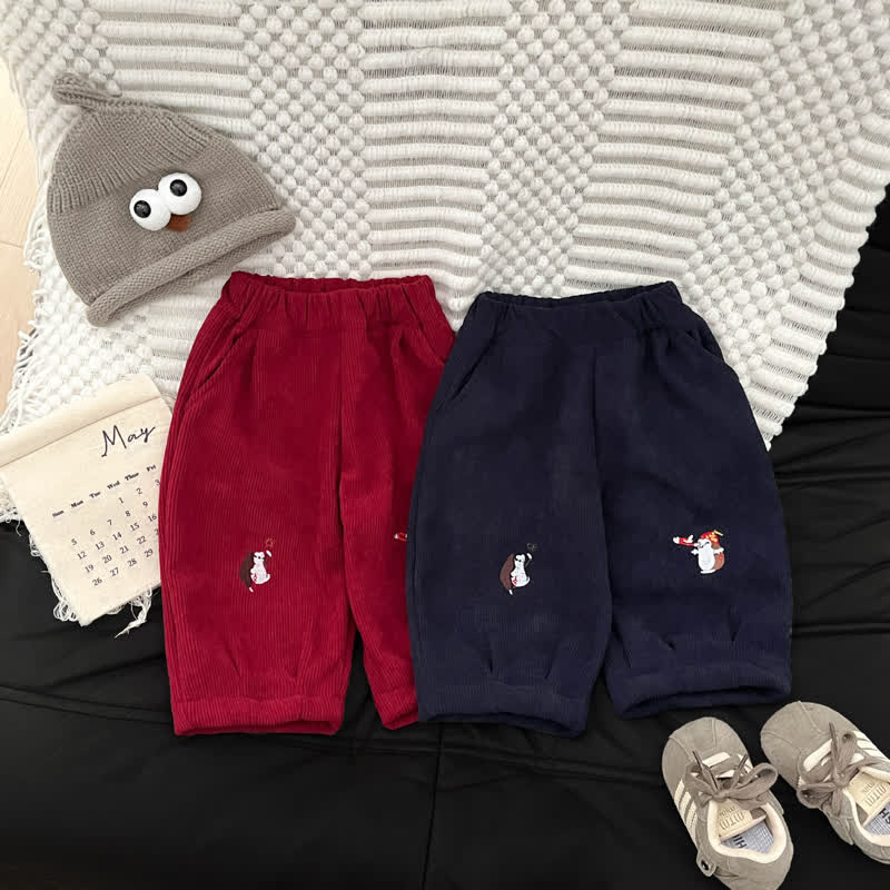 ベビー幼児用ペンギン刺繍入りコーデュロイパンツ - image 1