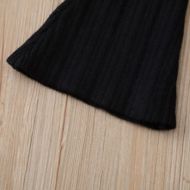 幼児用女の子向け無地ハイウエストリブフレアパンツ - image 7