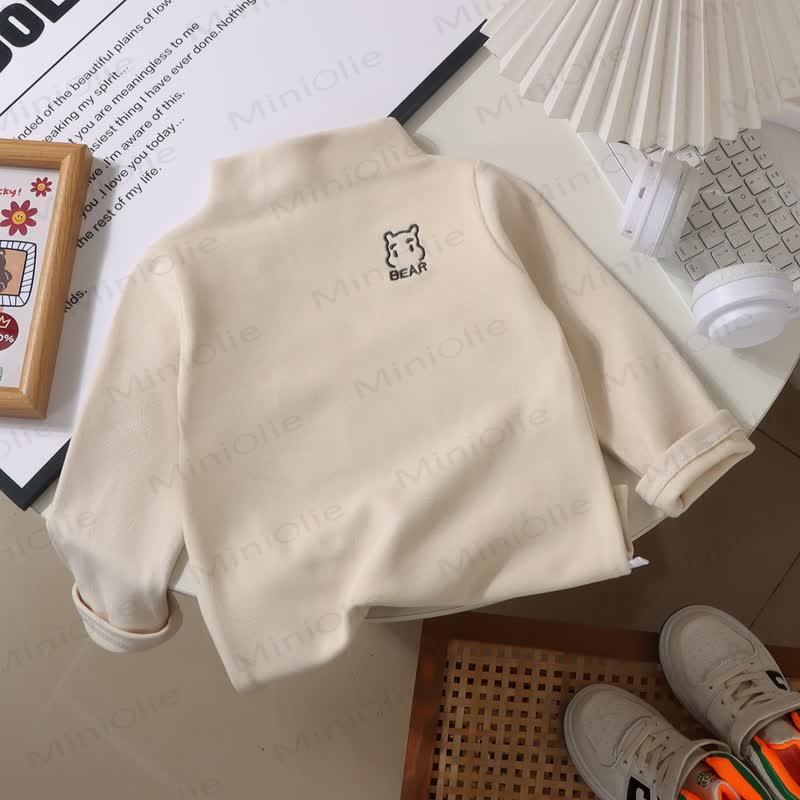 BEAR柄 ベビー幼児用 ハイネック サーマルシャツ - ベージュ - 9-10T - image 2