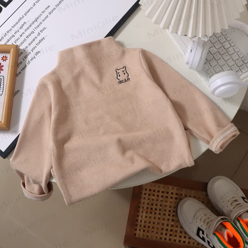 BEAR柄 ベビー幼児用 ハイネック サーマルシャツ - カーキ - 9-10T - image 5
