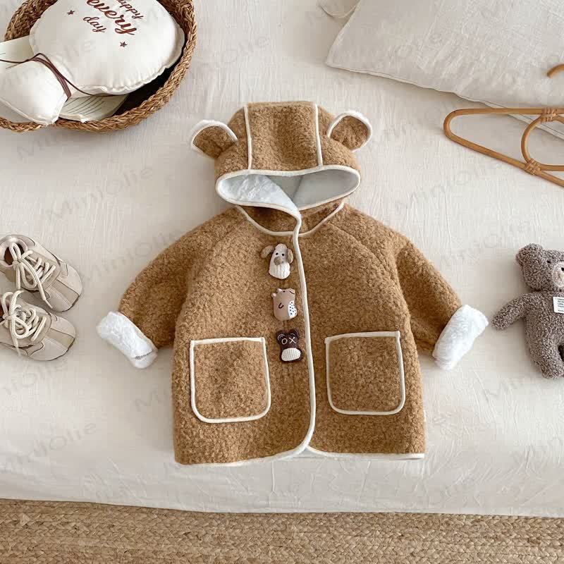 ベビー・幼児用 テディベア耳付きフード付き冬用ジャケット - 茶色 - 4～5歳 - image 4