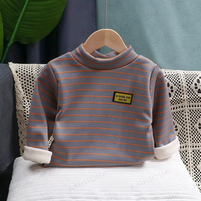 N.O.L 幼児用 クラシック ストライプ モックネック ニット長袖シャツ - グレー - 8-9T - image 3