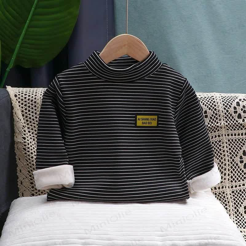 N.O.L 幼児用 クラシック ストライプ モックネック ニット長袖シャツ - 黒 - 8-9T - image 4