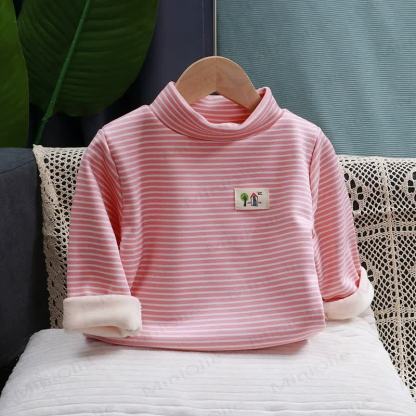 N.O.L 幼児用 クラシック ストライプ モックネック ニット長袖シャツ - ピンク - 8-9T - image 5