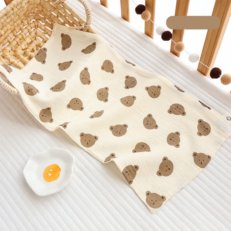 通気性のあるベビー用授乳用げっぷ布 - クマ - image 3