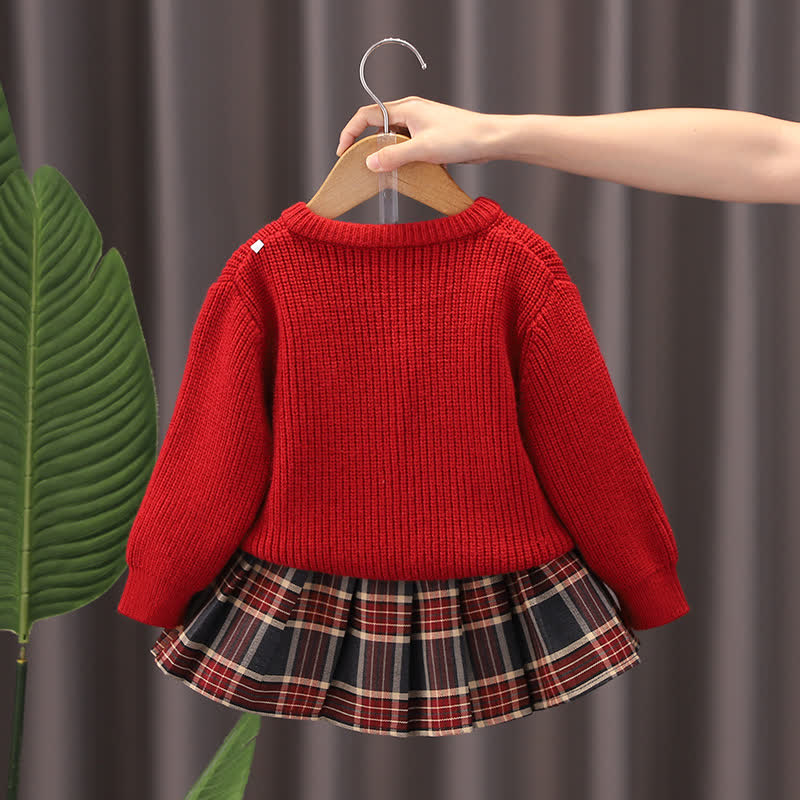幼児用女の子向けうさぎアップリケ付きニットカーディガン＆スカート 2点セット - image 2