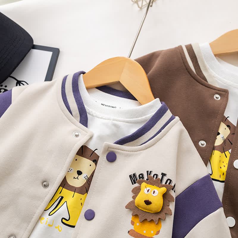 幼児用ライオンパッチジャケットとデニムパンツの3点セット - image 5