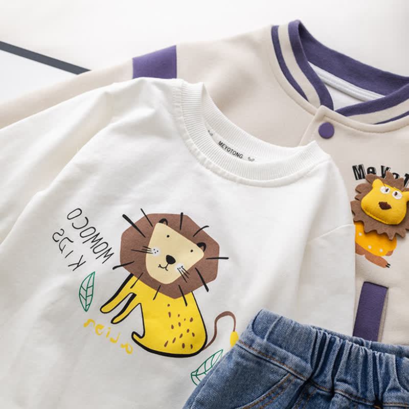 幼児用ライオンパッチジャケットとデニムパンツの3点セット - image 6