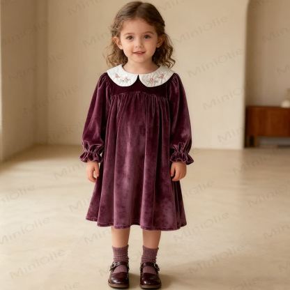 幼児用ベルベットフラワーカラーDress - image 8