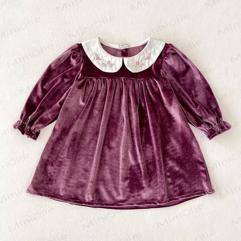 幼児用ベルベットフラワーカラーDress - image 3
