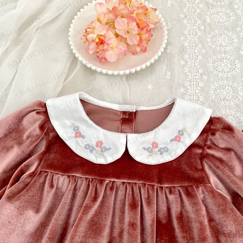 幼児用ベルベットフラワーカラーDress - image 11