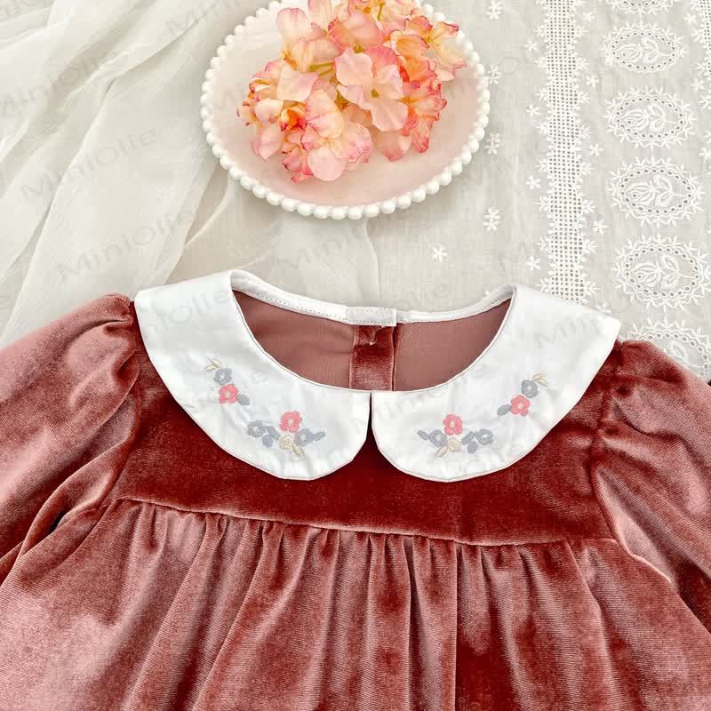 幼児用ベルベットフラワーカラーDress - image 11