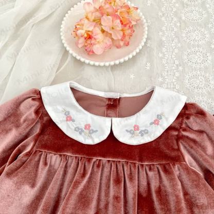 幼児用ベルベットフラワーカラーDress - image 11