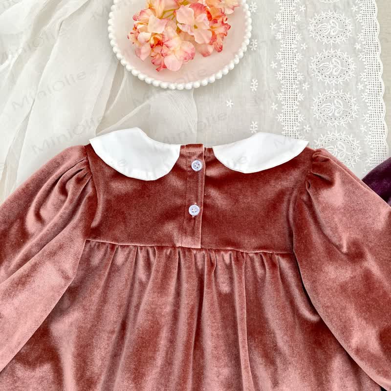 幼児用ベルベットフラワーカラーDress - image 12