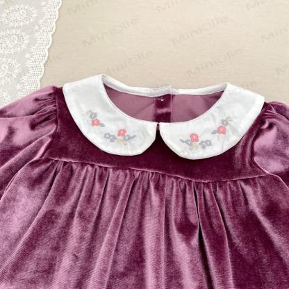 幼児用ベルベットフラワーカラーDress - image 4