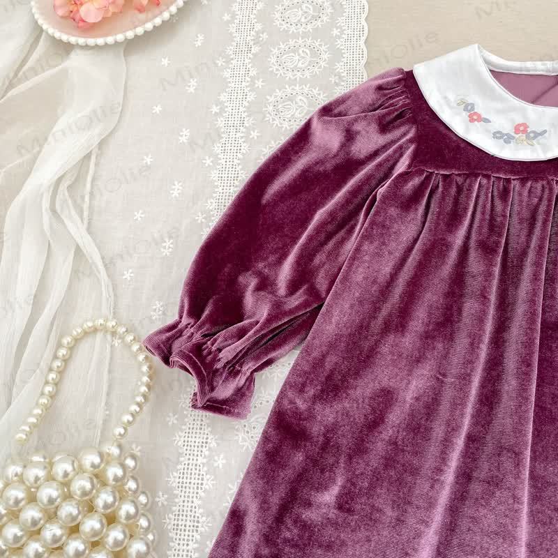幼児用ベルベットフラワーカラーDress - image 5