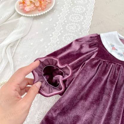 幼児用ベルベットフラワーカラーDress - image 6