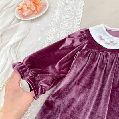 幼児用ベルベットフラワーカラーDress - image 7