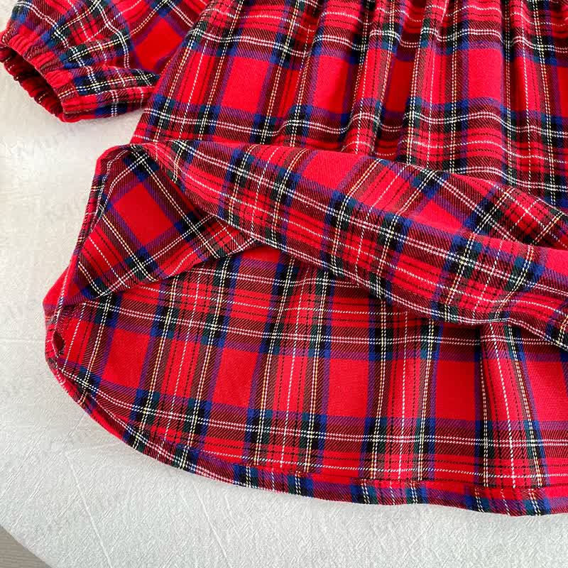 幼児用女の子タータンチェック柄レース襟Dress - image 5