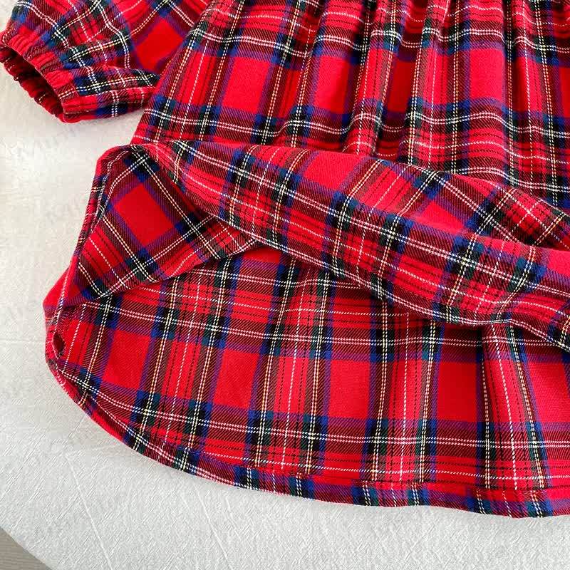幼児用女の子タータンチェック柄レース襟Dress - image 5