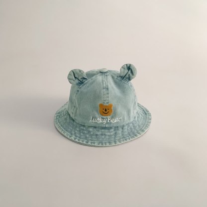 LUCKY BEAR ベビーデニムベアバケットハット - 水色 - 1歳6ヶ月～4歳 - image 5