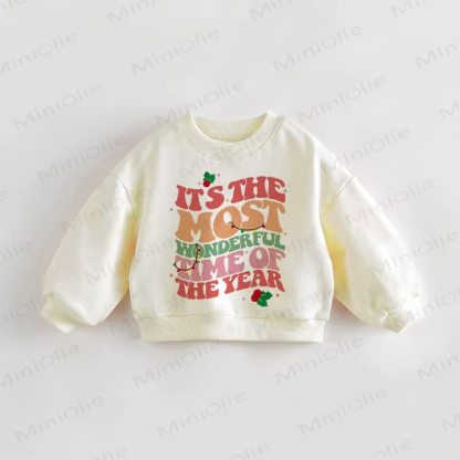 IT'S THE MOST WONDERFUL TIME OF THE YEAR！ベビー・幼児用クリスマス クリームスウェットシャツ - クリーム - 3～5歳 - image 1