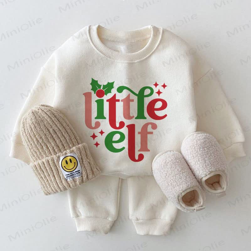 LITTLE ELFベビー クリスマス ホワイト スウェットシャツ 2点セット - 白 - 2～3歳 - image 1