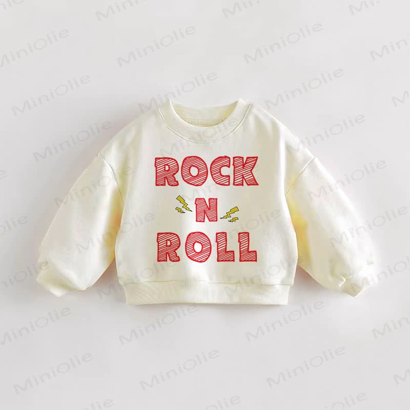 ROCK N ROLL幼児用クリームスウェットシャツ - クリーム - 3～5歳 - image 1