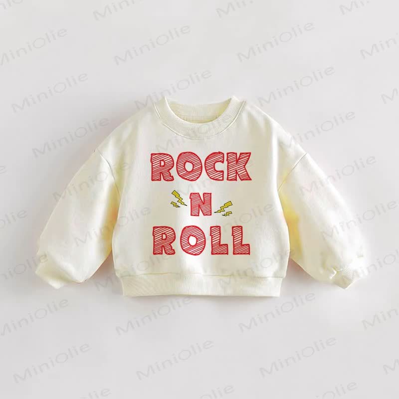 ROCK N ROLL幼児用クリームスウェットシャツ - クリーム - 3～5歳 - image 1