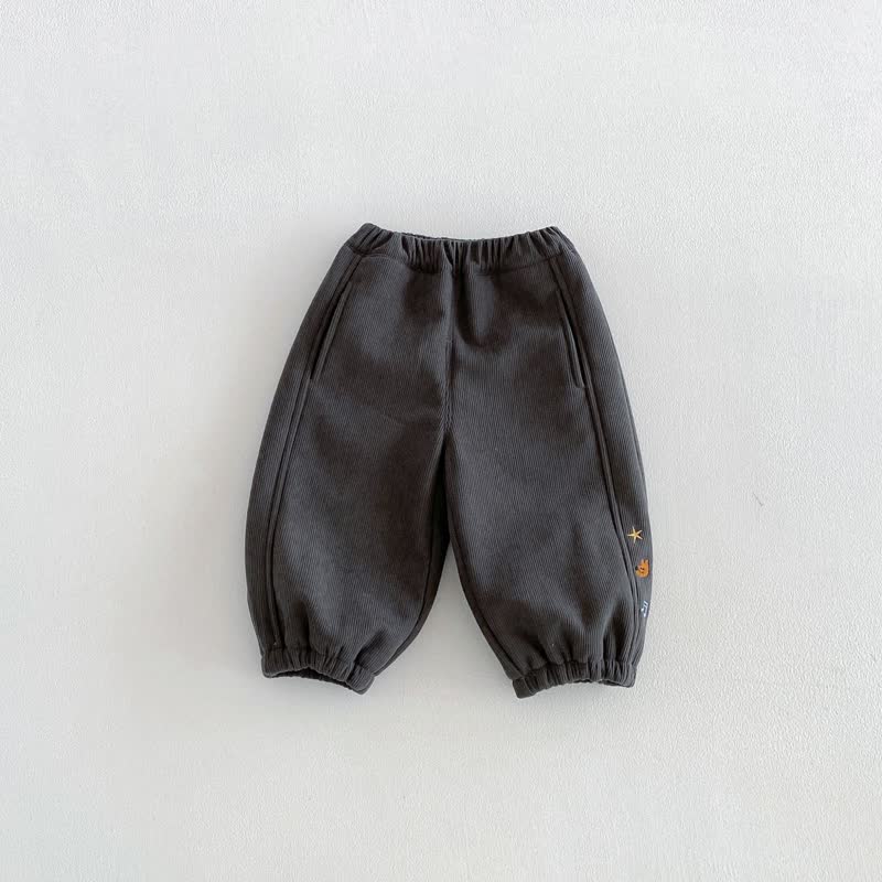 幼児用漫画刺繍入りコーデュロイパンツ - グレー - 6～7歳 - image 3