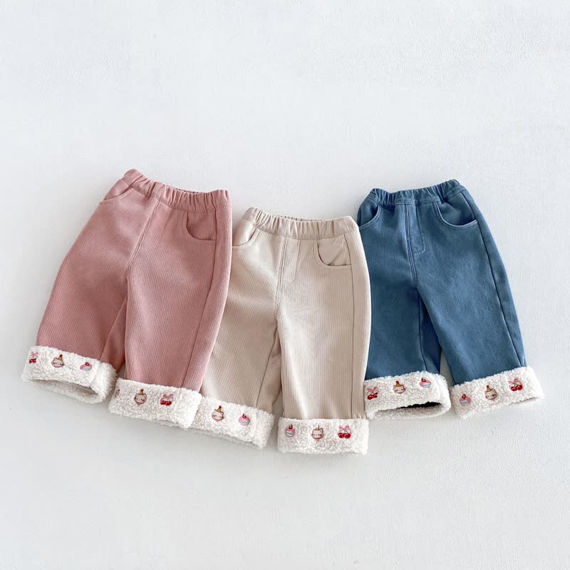 幼児用女の子コーデュロイフリースストレートレッグパンツ - image 1