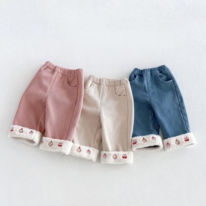 幼児用女の子コーデュロイフリースストレートレッグパンツ - image 1