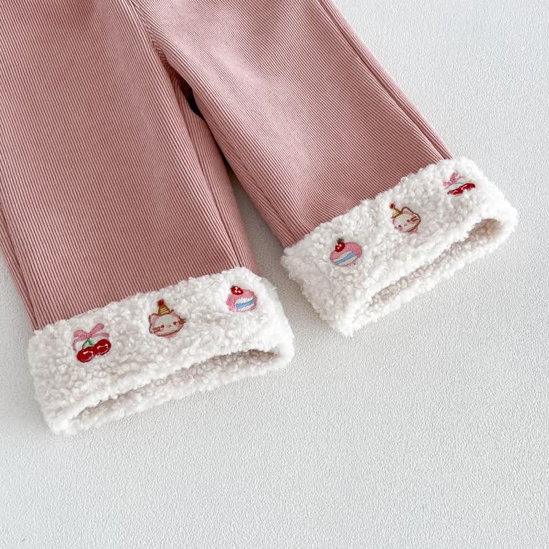 幼児用女の子コーデュロイフリースストレートレッグパンツ - image 7