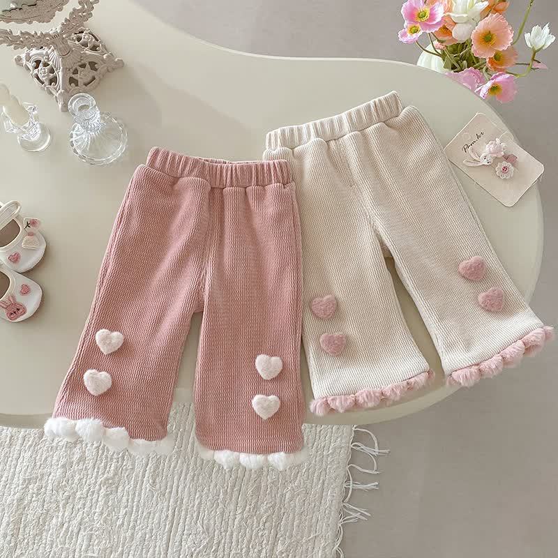 幼児用女の子向けハートアップリケフリースパンツ - image 1