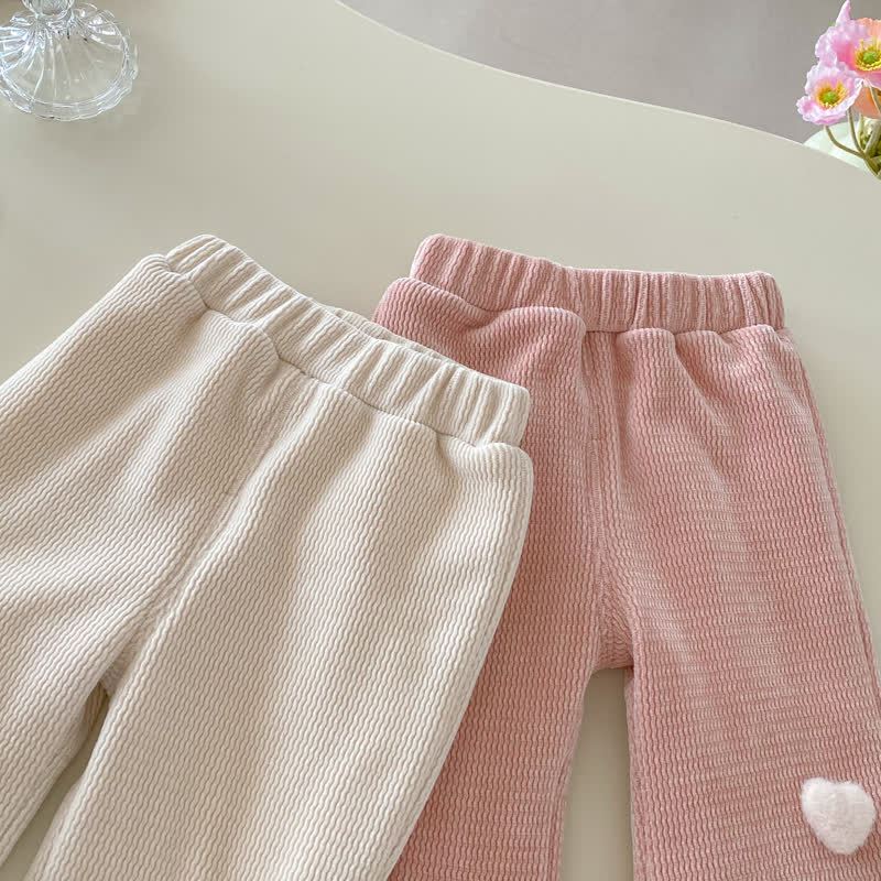 幼児用女の子向けハートアップリケフリースパンツ - image 4