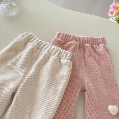 幼児用女の子向けハートアップリケフリースパンツ - image 4