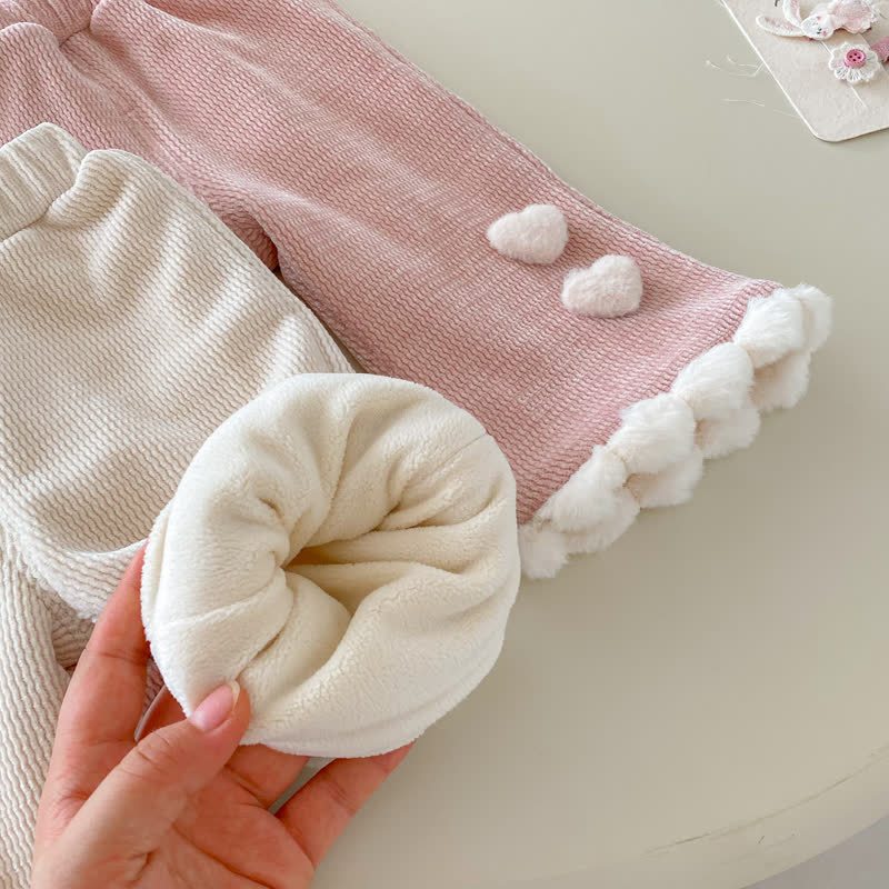 幼児用女の子向けハートアップリケフリースパンツ - image 7