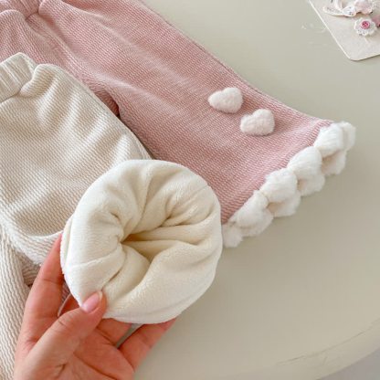 幼児用女の子向けハートアップリケフリースパンツ - image 7