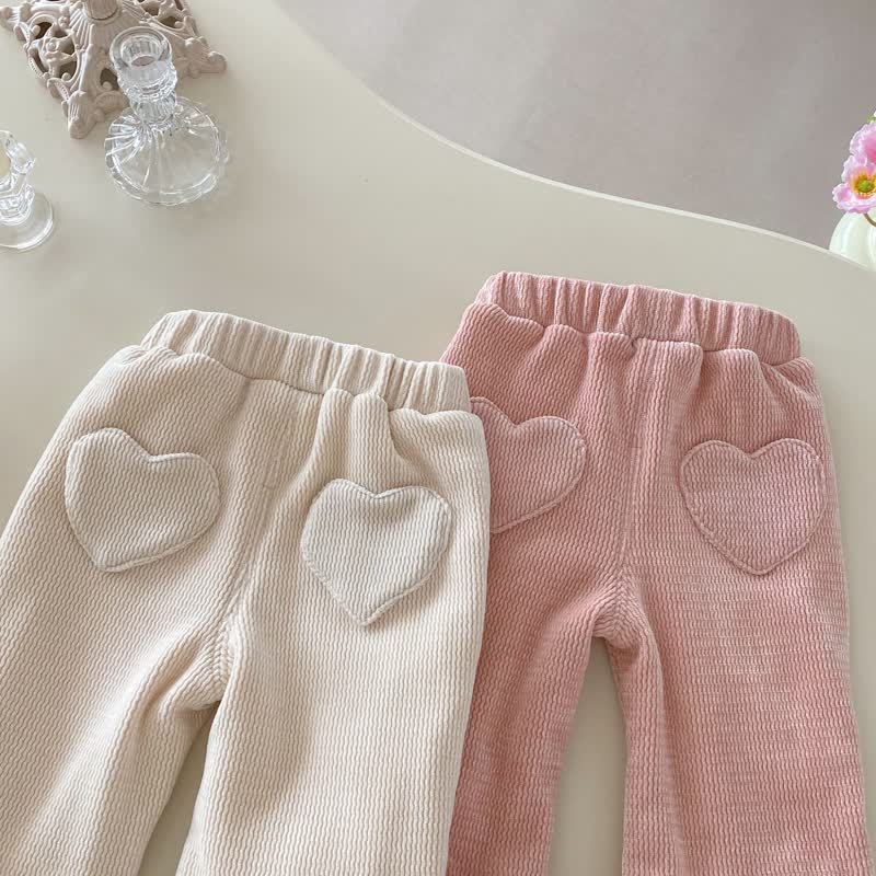 幼児用女の子向けハートアップリケフリースパンツ - image 5