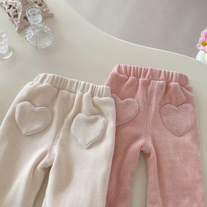 幼児用女の子向けハートアップリケフリースパンツ - image 5