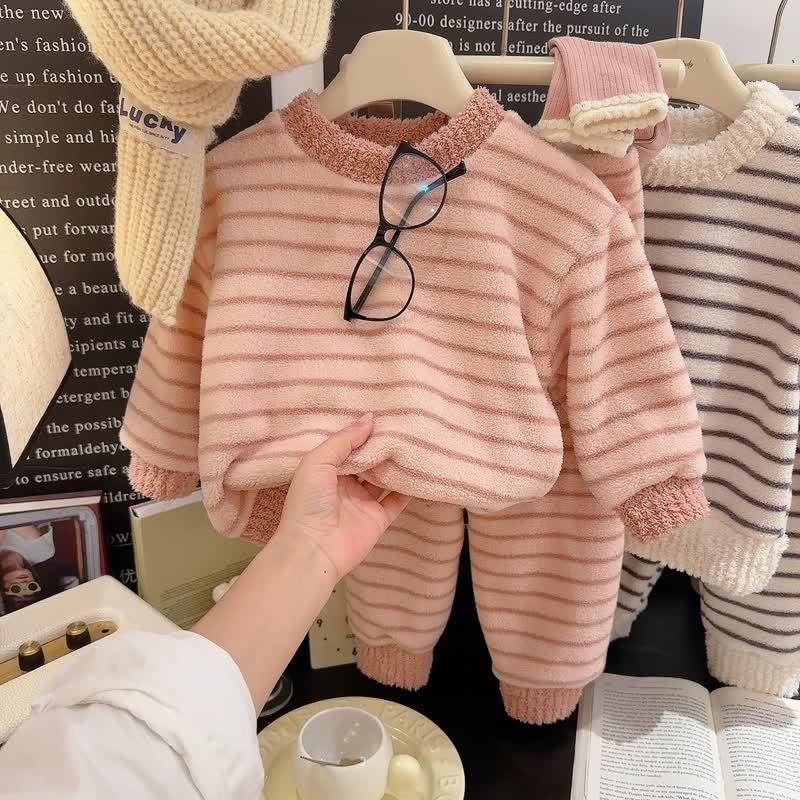 幼児用ストライプ柄ぬいぐるみプルオーバー2点セット - ピンク - 10-11歳 - image 2