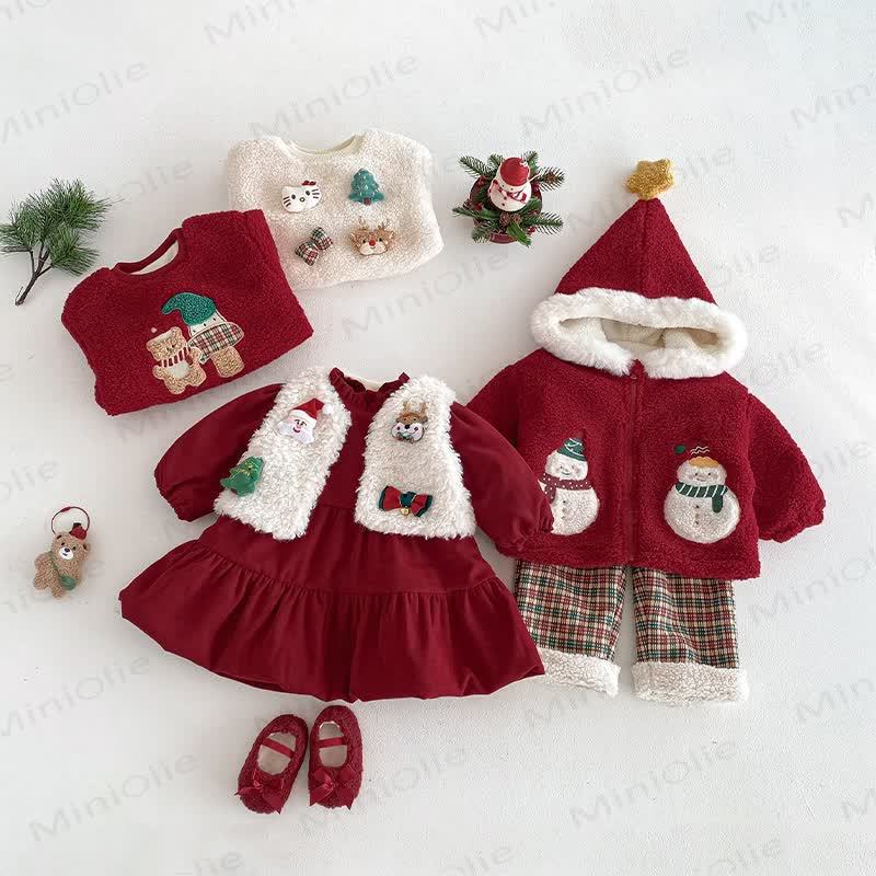 ベビー幼児用女の子向けクリスマスレッドDress、クリスマスベスト、雪だるまアウター、またはクリスマススウェットシャツ - image 1