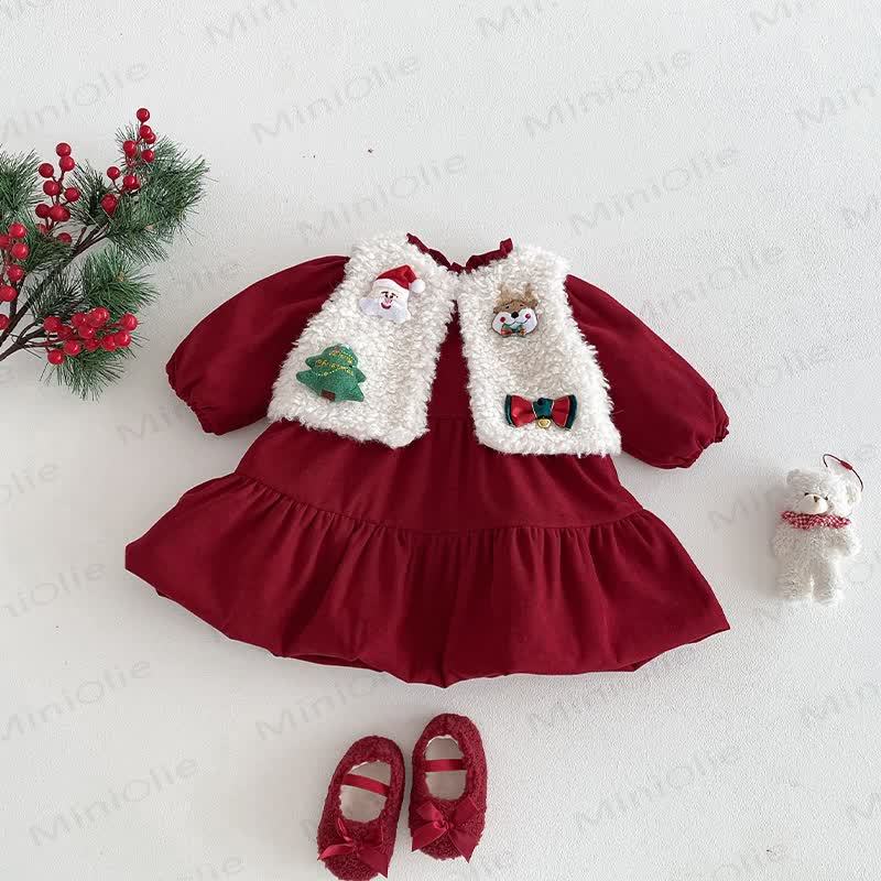 ベビー幼児用女の子向けクリスマスレッドDress、クリスマスベスト、雪だるまアウター、またはクリスマススウェットシャツ - image 2