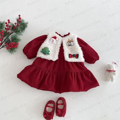 ベビー幼児用女の子向けクリスマスレッドDress、クリスマスベスト、雪だるまアウター、またはクリスマススウェットシャツ - image 2
