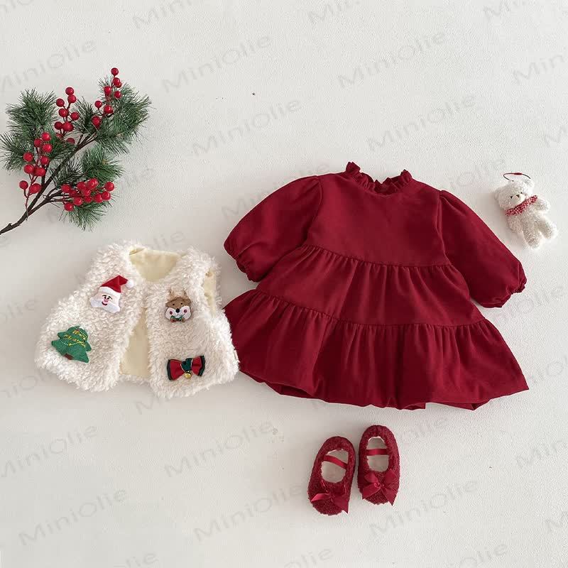 ベビー幼児用女の子向けクリスマスレッドDress、クリスマスベスト、雪だるまアウター、またはクリスマススウェットシャツ - image 3