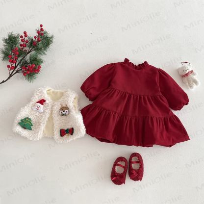 ベビー幼児用女の子向けクリスマスレッドDress、クリスマスベスト、雪だるまアウター、またはクリスマススウェットシャツ - image 3