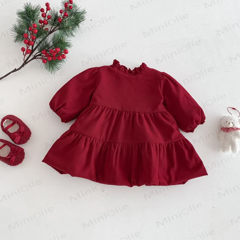 ベビー幼児用女の子向けクリスマスレッドDress、クリスマスベスト、雪だるまアウター、またはクリスマススウェットシャツ - 赤いDress - 4～5歳 - image 6