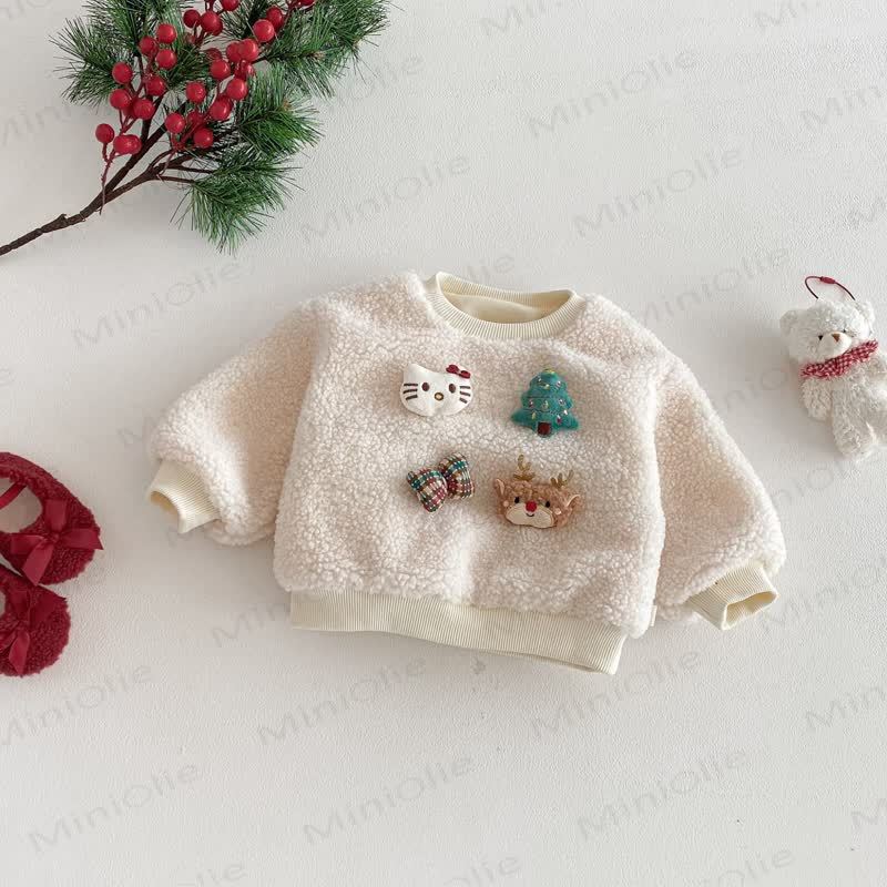 ベビー幼児用女の子向けクリスマスレッドDress、クリスマスベスト、雪だるまアウター、またはクリスマススウェットシャツ - ベージュのスウェットシャツ - 4～5歳 - image 8
