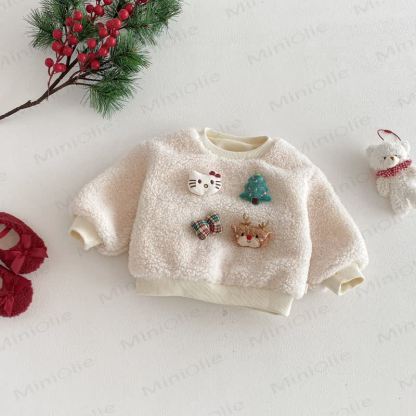 ベビー幼児用女の子向けクリスマスレッドDress、クリスマスベスト、雪だるまアウター、またはクリスマススウェットシャツ - ベージュのスウェットシャツ - 4～5歳 - image 8