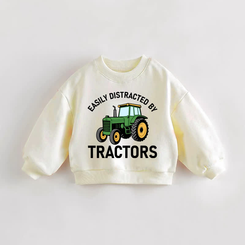 トラクターに気を取られやすいベビー幼児用クリームスウェットシャツ - クリーム - 3～5歳 - image 1